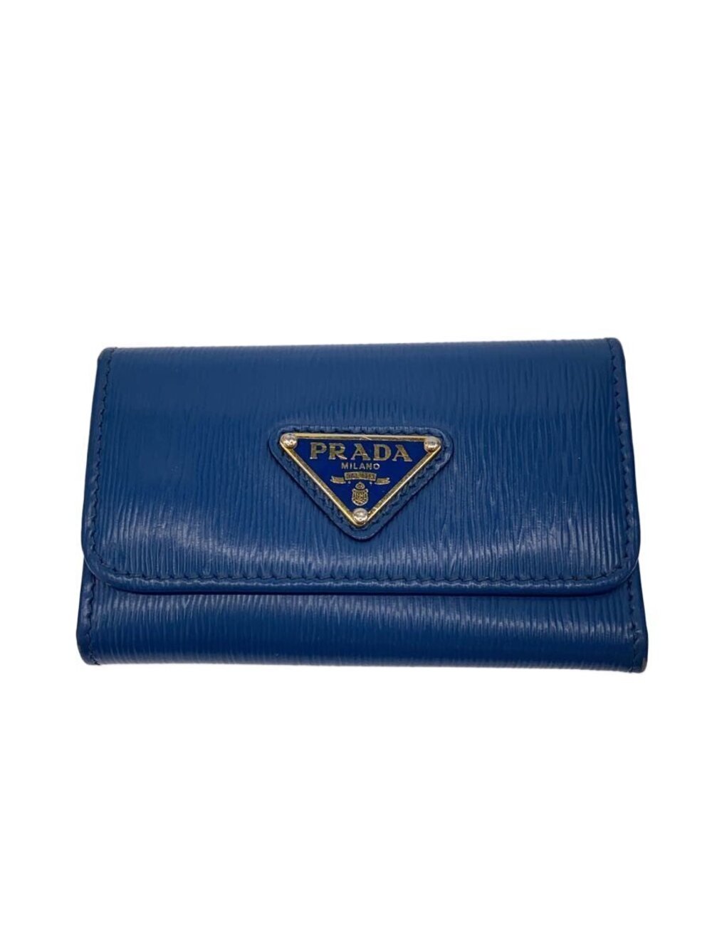 Prada VITELLO MOVE TR case triangle plate leather BLUE